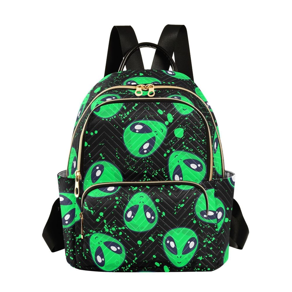 Mini Backpack Green Alien Fashion Backpack Purse for Women,Handbag Shoulder🤍